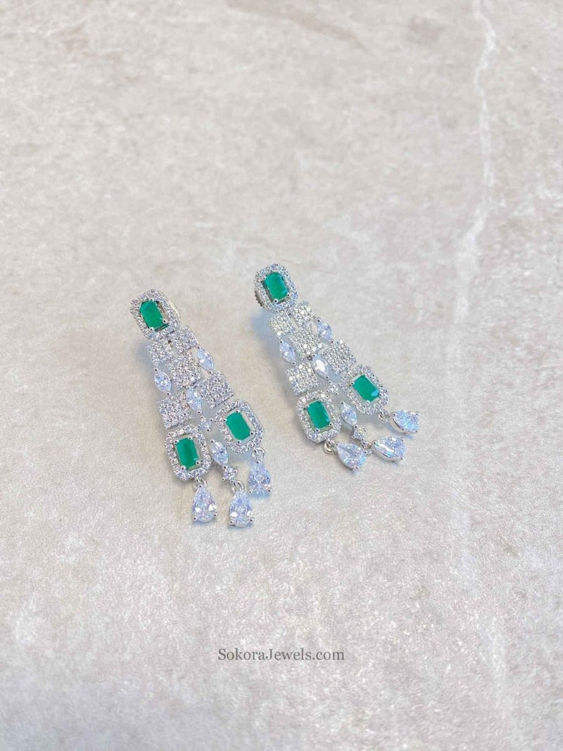Sample Sale: Diamante Earrings - Green - SOKORA JEWELSSample Sale: Diamante Earrings - GreenNECKLACE SETS