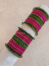 Samreen Bangle Set - Green & Pink - SOKORA JEWELSSamreen Bangle Set - Green & PinkBANGLES