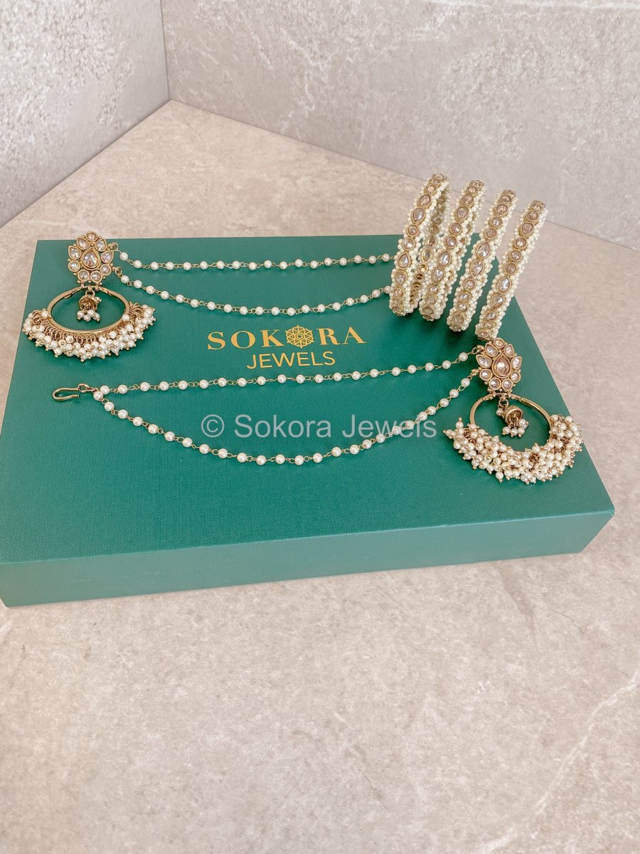 Sanaa Bangles & Earring Gift Set - Champagne - SOKORA JEWELSSanaa Bangles & Earring Gift Set - ChampagneBANGLES