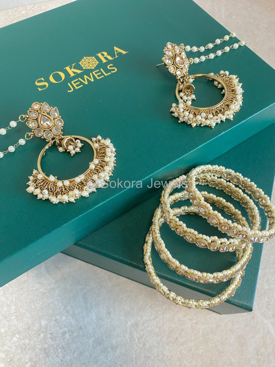 Sanaa Bangles & Earring Gift Set - Champagne - SOKORA JEWELSSanaa Bangles & Earring Gift Set - ChampagneBANGLES