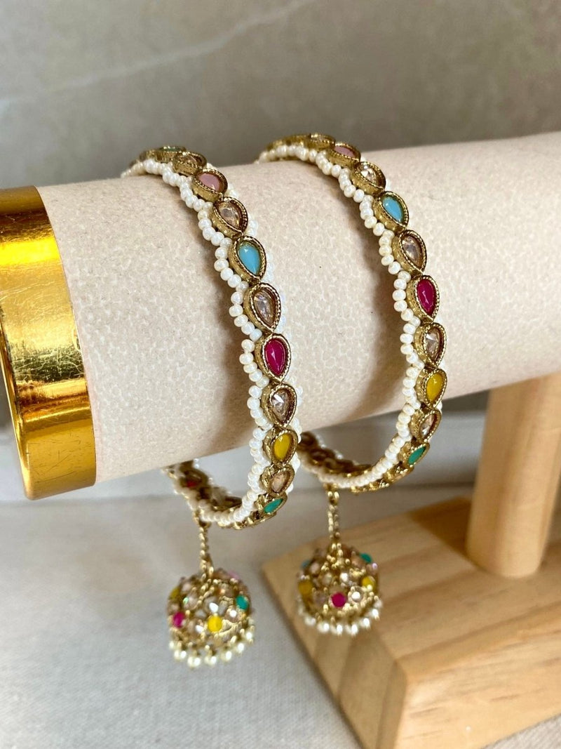 Saskia Slim Jhumka Bangles - Multicolour - SOKORA JEWELSSaskia Slim Jhumka Bangles - MulticolourBANGLES