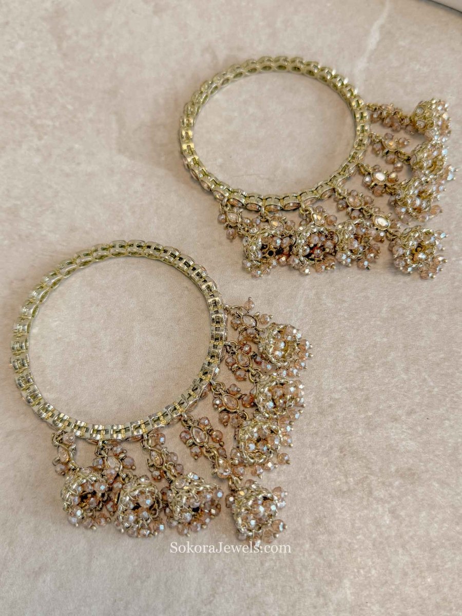 Savanna Antique Gold Jhumka Bangles - SOKORA JEWELSSavanna Antique Gold Jhumka BanglesBANGLES