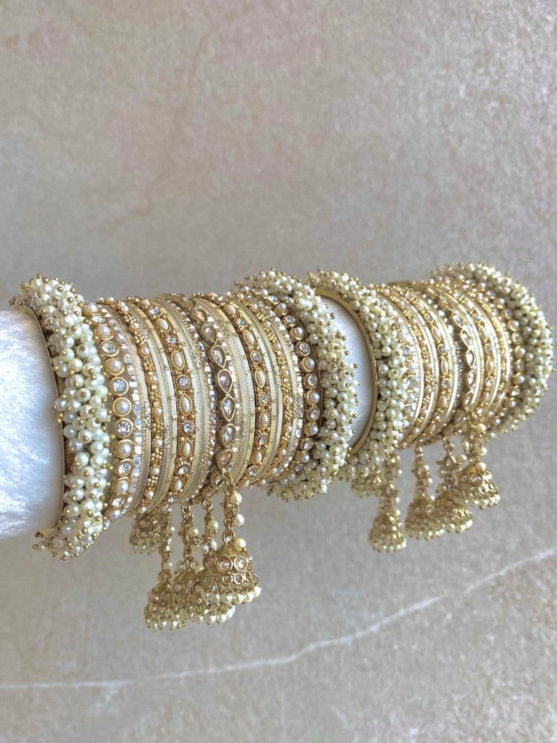 Savanna Luxury Bridal Bangle Set - Clear Gold - SOKORA JEWELSSavanna Luxury Bridal Bangle Set - Clear GoldBANGLES