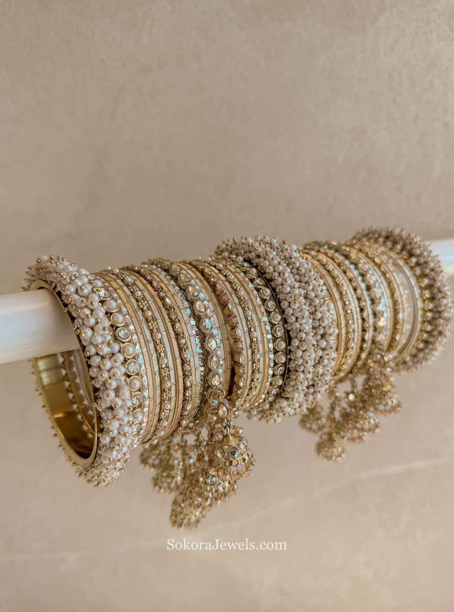 Savanna Luxury Bridal Bangle Set - Clear Gold - SOKORA JEWELSSavanna Luxury Bridal Bangle Set - Clear GoldBANGLES