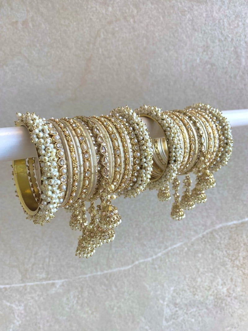 Savanna Luxury Bridal Bangle Set - Clear Gold - SOKORA JEWELSSavanna Luxury Bridal Bangle Set - Clear GoldBANGLES