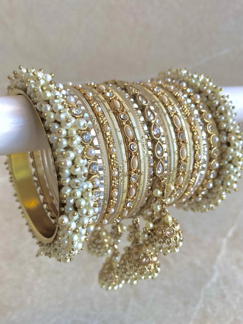 Savanna Luxury Bridal Bangle Set - Clear Gold - SOKORA JEWELSSavanna Luxury Bridal Bangle Set - Clear GoldBANGLES