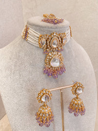 Sazwa Faux Kundan Choker Set - Purple - SOKORA JEWELSSazwa Faux Kundan Choker Set - Purple