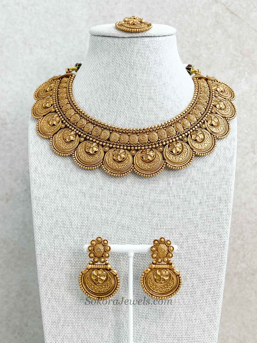 Scalloped Temple Necklace set - SOKORA JEWELSScalloped Temple Necklace set