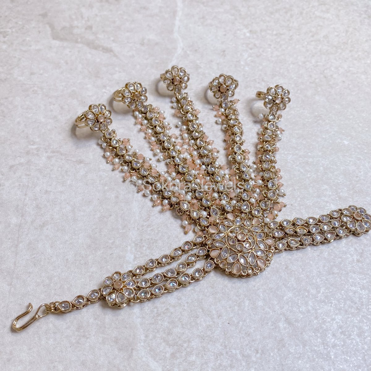 Seema Hand Harness - Light Peach - SOKORA JEWELSSeema Hand Harness - Light Peach