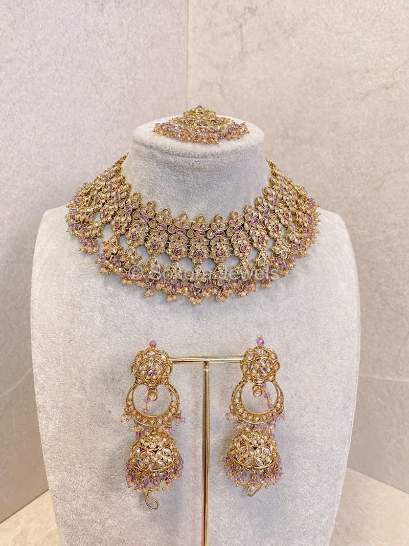 Seema Necklace set - Light Purple - SOKORA JEWELSSeema Necklace set - Light Purple