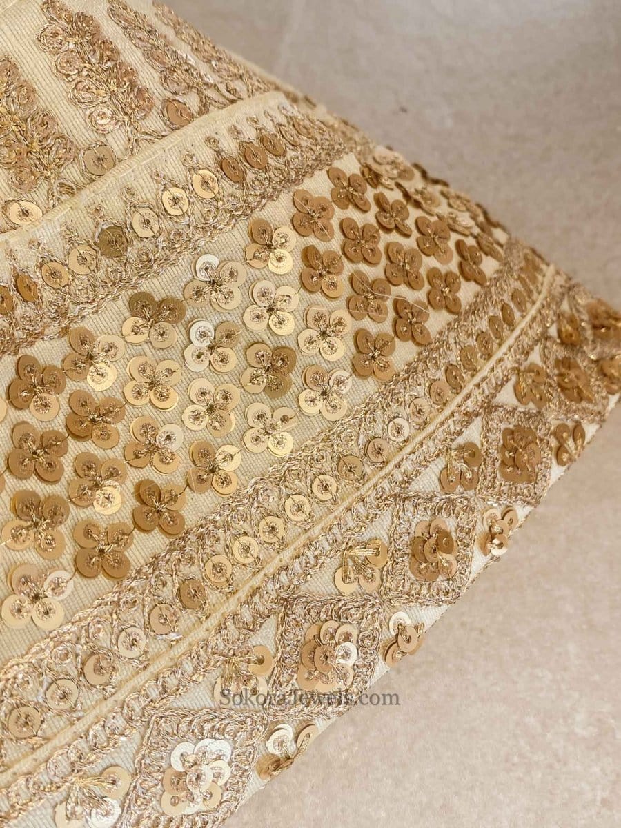 Sequin Detail Potli Bag - Cream - SOKORA JEWELSSequin Detail Potli Bag - Cream