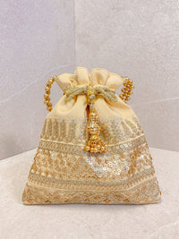 Sequin Detail Potli Bag - Golden - SOKORA JEWELSSequin Detail Potli Bag - Golden