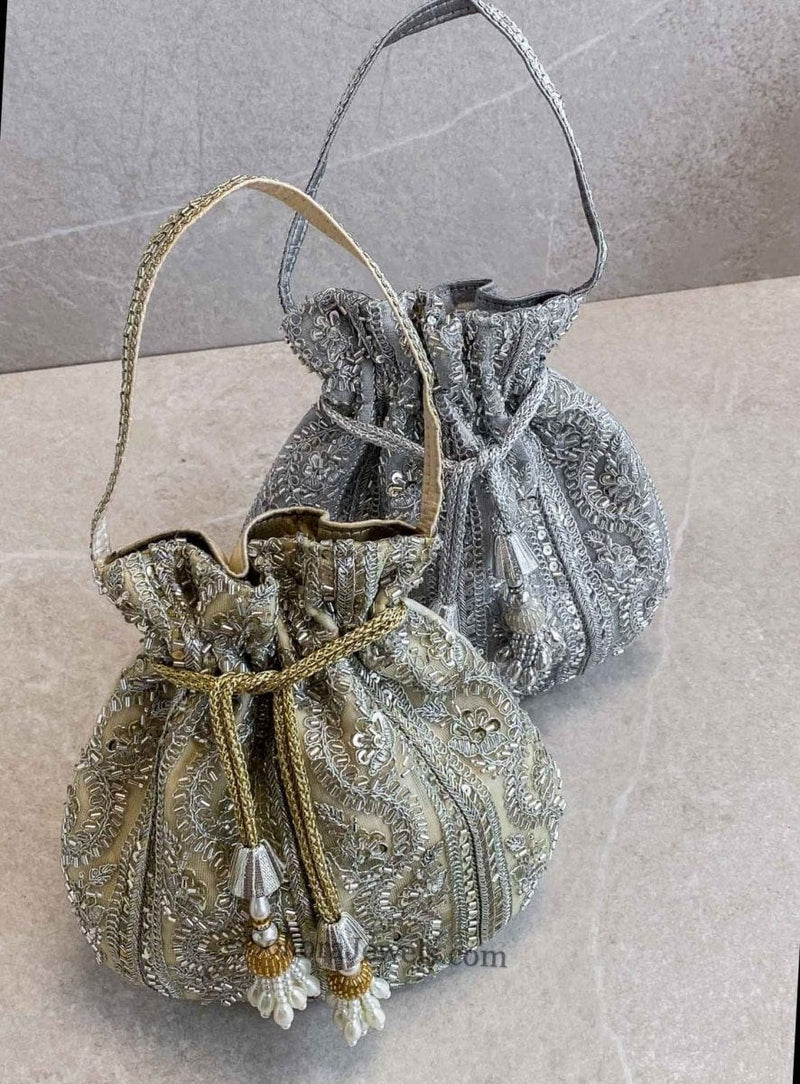 Sequin & Thread Detail Potli Bag - 2 Colour Options - SOKORA JEWELSSequin & Thread Detail Potli Bag - 2 Colour Options