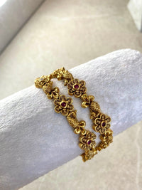 Set of 2 Bird Motif Bangles - Ruby - SOKORA JEWELSSet of 2 Bird Motif Bangles - RubyBANGLES