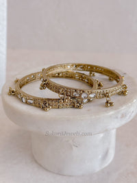 Set of 2 Faux Kundan & Ball bead Kada - SOKORA JEWELSSet of 2 Faux Kundan & Ball bead KadaBANGLES