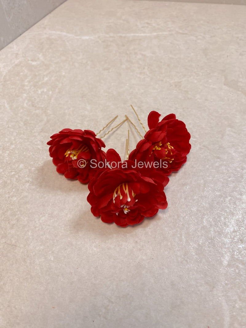 Set of 3 Flower Hair Pieces - 6 Colours - SOKORA JEWELSSet of 3 Flower Hair Pieces - 6 Colours