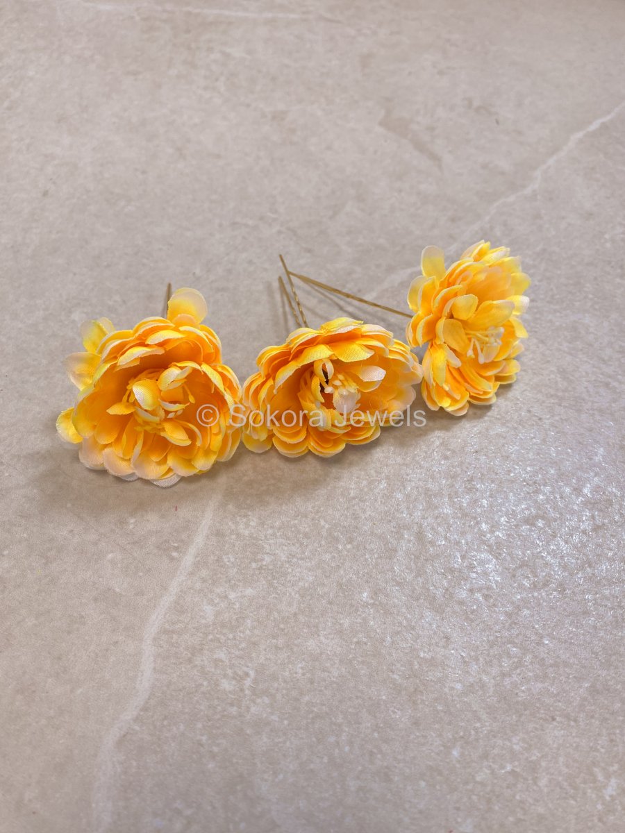 Set of 3 Flower Hair Pieces - 6 Colours - SOKORA JEWELSSet of 3 Flower Hair Pieces - 6 Colours