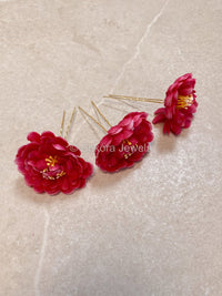 Set of 3 Flower Hair Pieces - 6 Colours - SOKORA JEWELSSet of 3 Flower Hair Pieces - 6 Colours