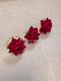 Set of 3 Flower Hair Pieces - 7 Colour Options - SOKORA JEWELSSet of 3 Flower Hair Pieces - 7 Colour Options