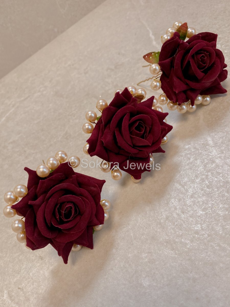 Set of 3 Flower Hair Pieces - 7 Colour Options - SOKORA JEWELSSet of 3 Flower Hair Pieces - 7 Colour Options