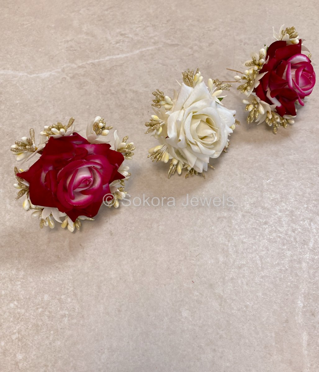 Set of 3 Mixed Oversized Flower Hair Pieces - SOKORA JEWELSSet of 3 Mixed Oversized Flower Hair Pieces