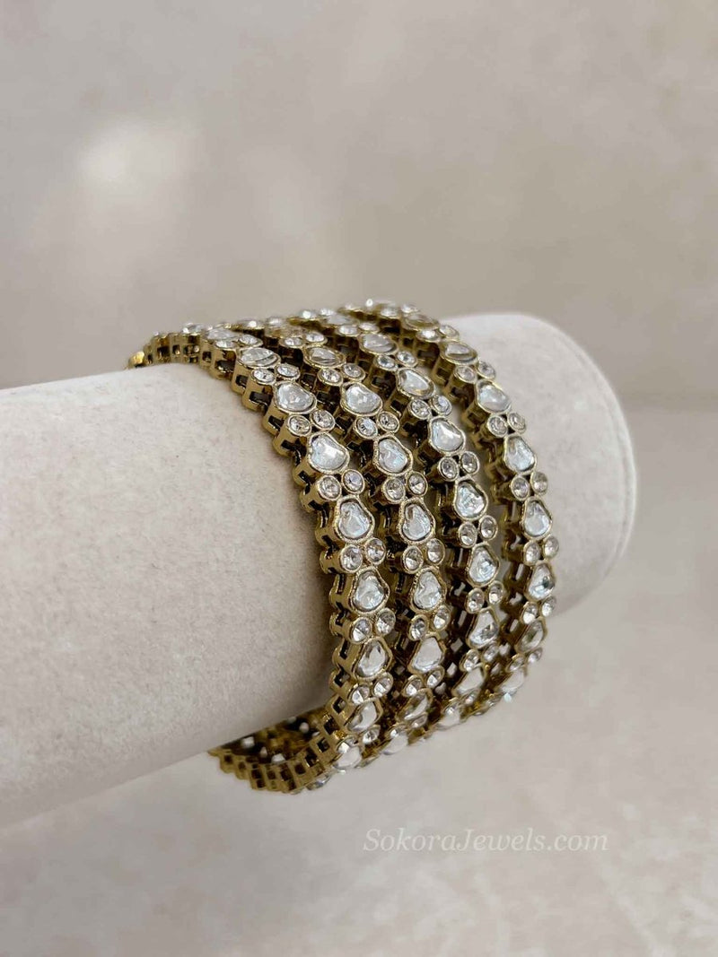 Set of 4 Antique Kundan Bangles - SOKORA JEWELSSet of 4 Antique Kundan BanglesBANGLES
