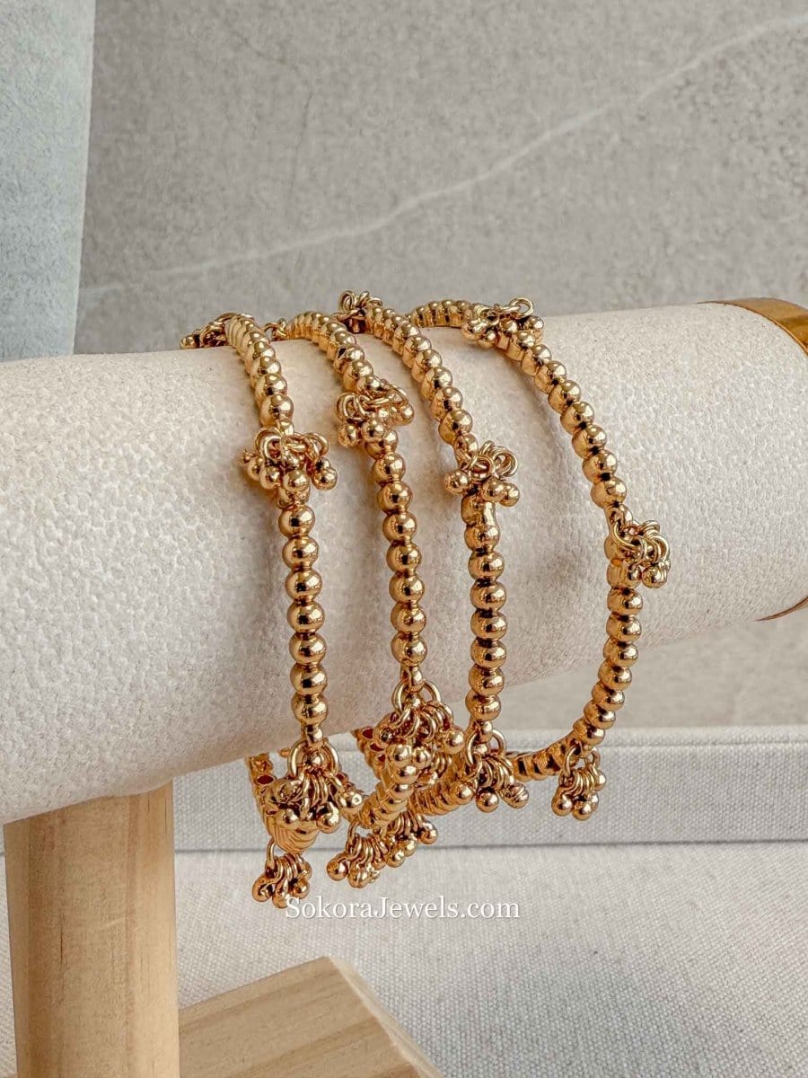 Set of 4 Gold Ghungroo detail Bangles - SOKORA JEWELSSet of 4 Gold Ghungroo detail BanglesBANGLES