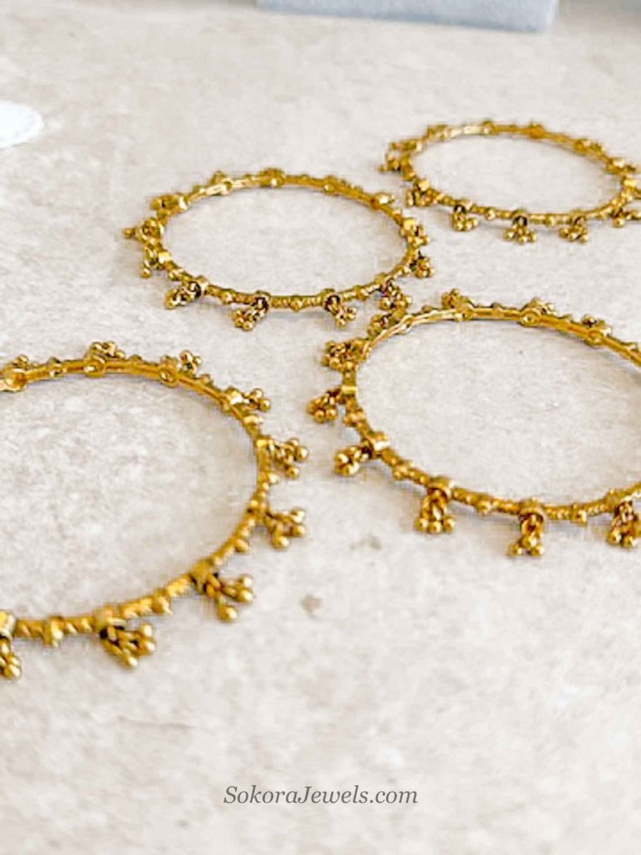Set of 4 Heavy Gold Gold ball Bangles - SOKORA JEWELSSet of 4 Heavy Gold Gold ball BanglesBANGLES
