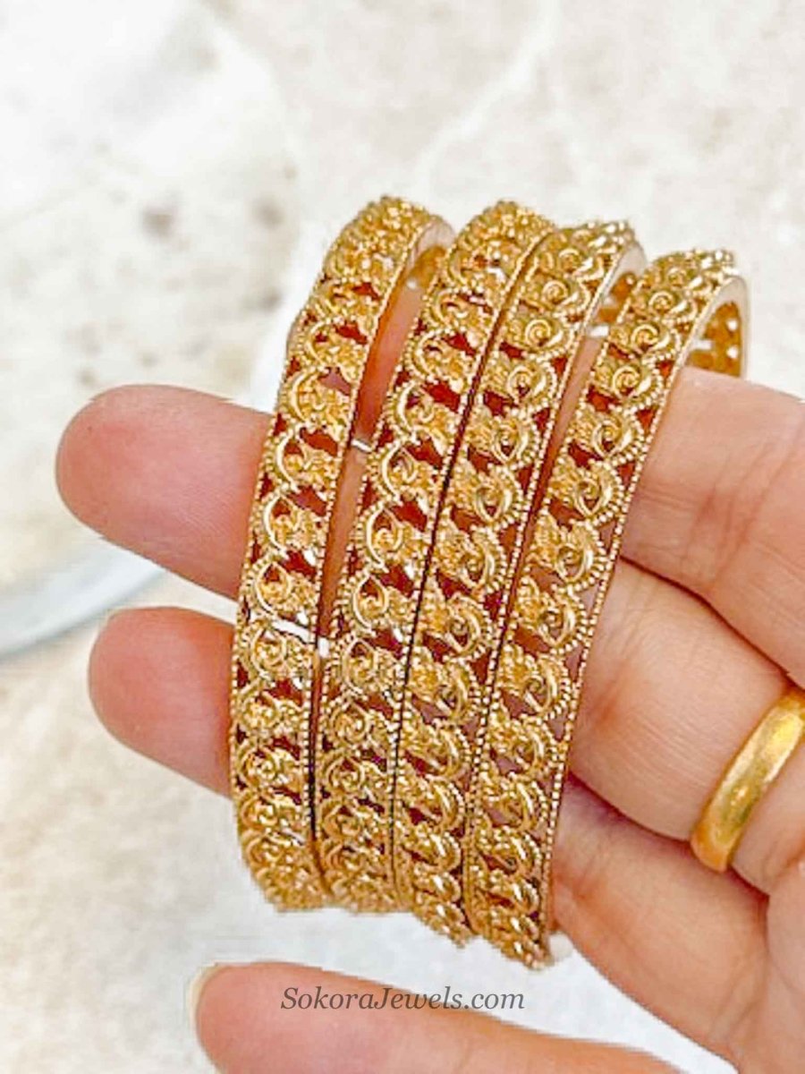 Set of 4 Intricate Swan Motif Kada Bangles - SOKORA JEWELSSet of 4 Intricate Swan Motif Kada BanglesBANGLES