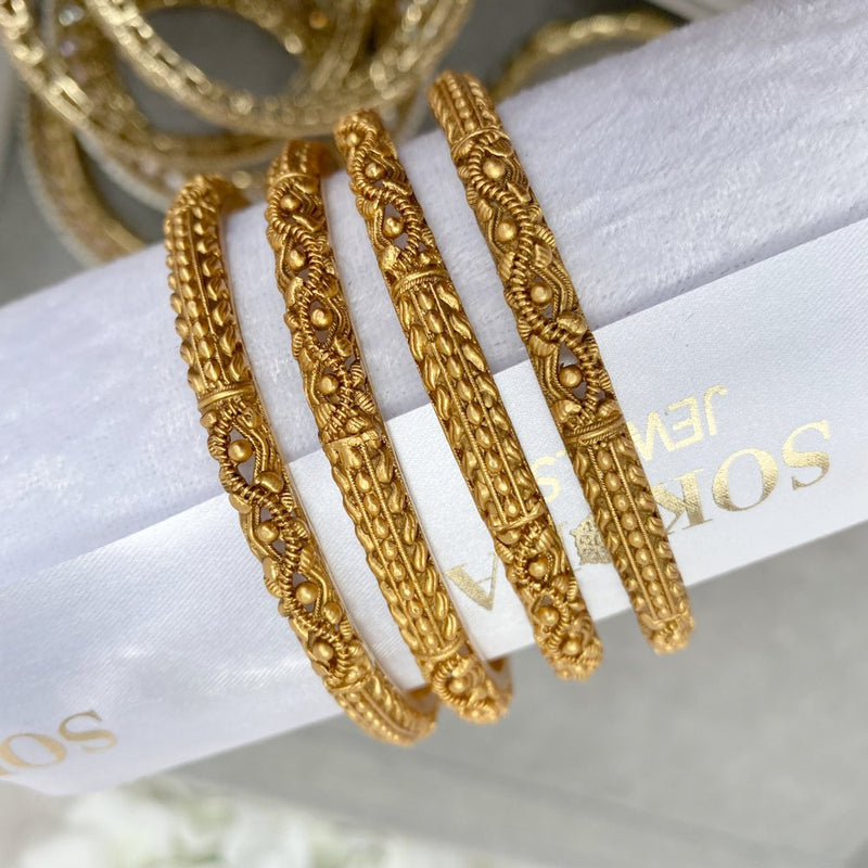 Set of 4 Matt Gold Bangles - SOKORA JEWELSSet of 4 Matt Gold BanglesBANGLES