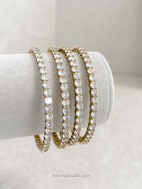 Set of 4 Muted Gold Zircon Bangles - SOKORA JEWELSSet of 4 Muted Gold Zircon BanglesBANGLES