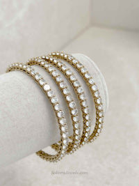 Set of 4 Muted Gold Zircon Bangles - SOKORA JEWELSSet of 4 Muted Gold Zircon BanglesBANGLES