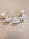 Set of 5 White Flower Hair Pins - SOKORA JEWELSSet of 5 White Flower Hair Pins