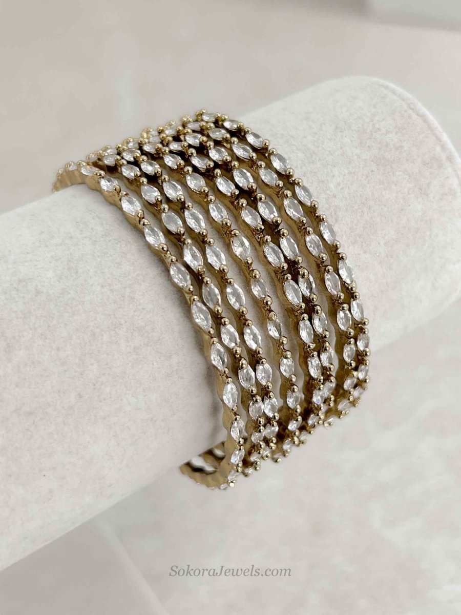 Set of 8 Crystal Bangles- Gold/ Silver - SOKORA JEWELSSet of 8 Crystal Bangles- Gold/ SilverBANGLES