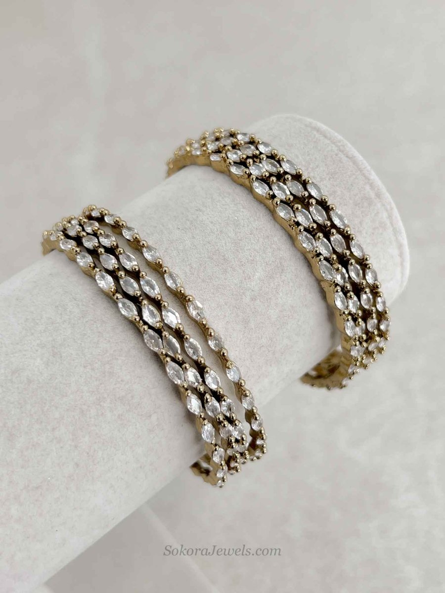 Set of 8 Crystal Bangles- Gold/ Silver - SOKORA JEWELSSet of 8 Crystal Bangles- Gold/ SilverBANGLES