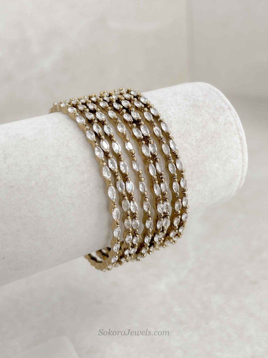 Set of 8 Crystal Bangles- Gold/ Silver - SOKORA JEWELSSet of 8 Crystal Bangles- Gold/ SilverBANGLES