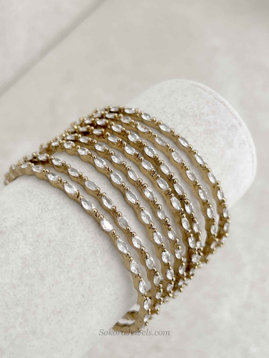 Set of 8 Crystal Bangles- Gold/ Silver - SOKORA JEWELSSet of 8 Crystal Bangles- Gold/ SilverBANGLES