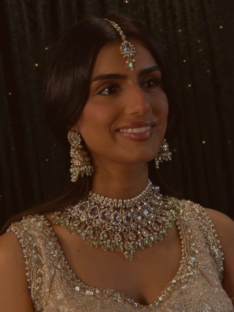Shania Bridal Choker set - Mint - SOKORA JEWELSShania Bridal Choker set - Mint