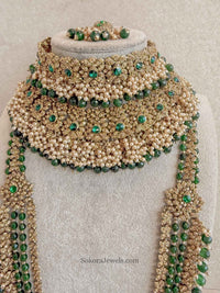 Shazmeen Emerald Pearl 6 - Piece Bridal - SOKORA JEWELSShazmeen Emerald Pearl 6 - Piece Bridal