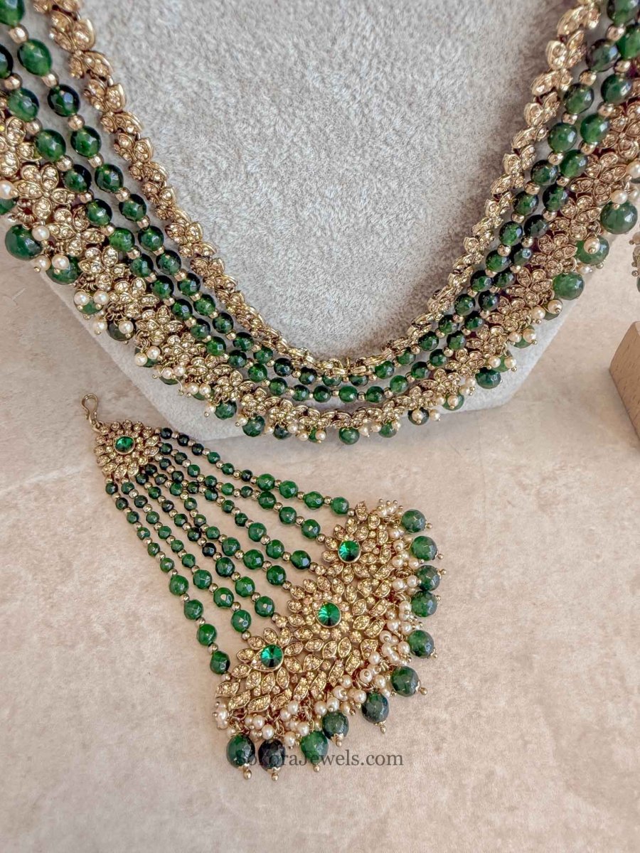 Shazmeen Emerald Pearl 6 - Piece Bridal - SOKORA JEWELSShazmeen Emerald Pearl 6 - Piece Bridal