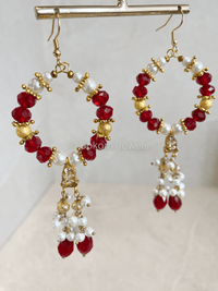 Shazna Drop Detail Hoops - Maroon - SOKORA JEWELSShazna Drop Detail Hoops - Maroon