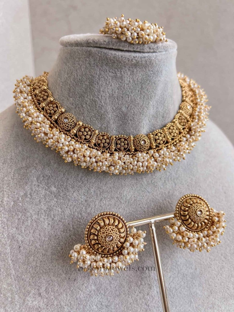 Sheetal Gold & Pearl set - SOKORA JEWELSSheetal Gold & Pearl setNECKLACE SETS