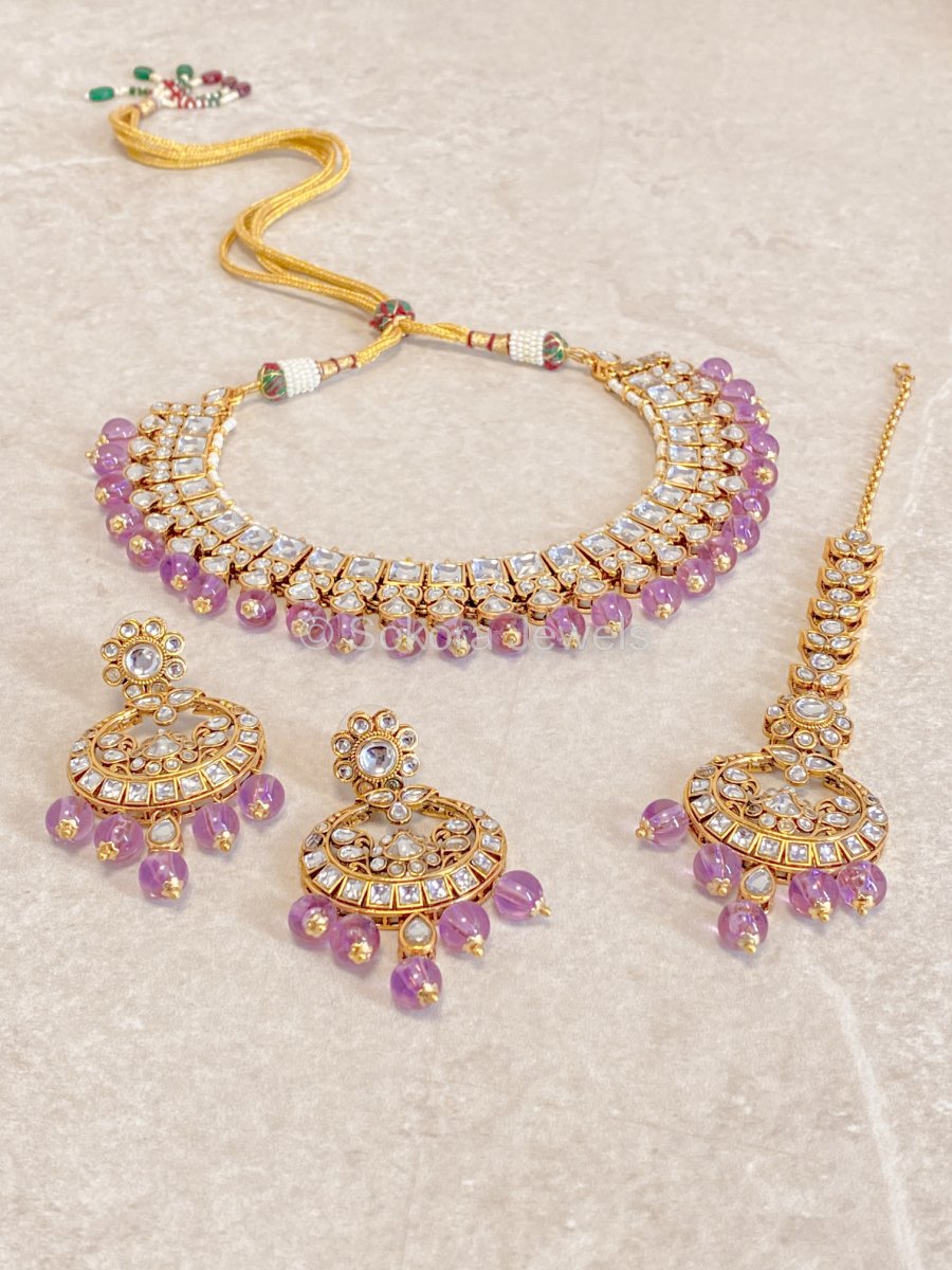 Shelly Faux Kundan Set - Lilac - SOKORA JEWELSShelly Faux Kundan Set - LilacNECKLACE SETS