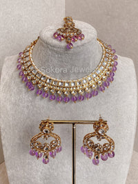 Shelly Faux Kundan Set - Lilac - SOKORA JEWELSShelly Faux Kundan Set - LilacNECKLACE SETS