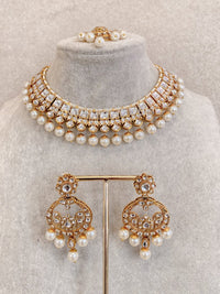 Shelly Faux Kundan Set - Pearl - SOKORA JEWELSShelly Faux Kundan Set - PearlNECKLACE SETS