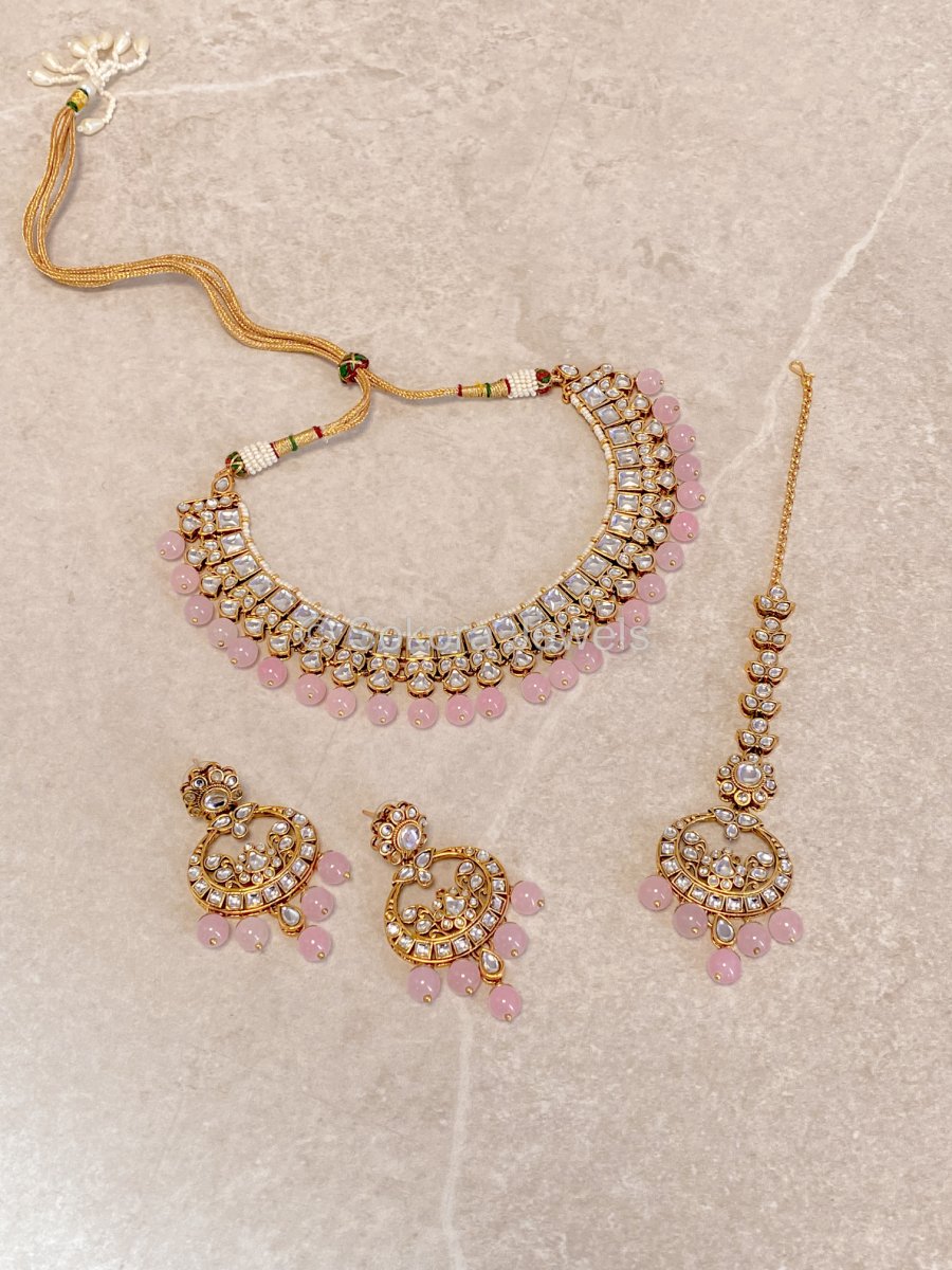 Shelly Faux Kundan Set - Pink - SOKORA JEWELSShelly Faux Kundan Set - PinkNECKLACE SETS