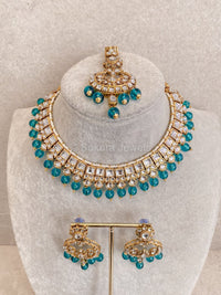 Shelly Faux Kundan Set - Teal - SOKORA JEWELSShelly Faux Kundan Set - TealNECKLACE SETS