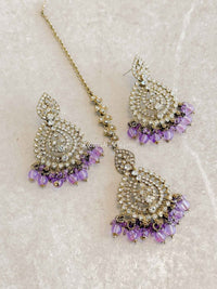 Shetal Antique Gold Earring & Tikka sets - SOKORA JEWELSShetal Antique Gold Earring & Tikka sets