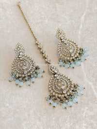 Shetal Antique Gold Earring & Tikka sets - SOKORA JEWELSShetal Antique Gold Earring & Tikka sets