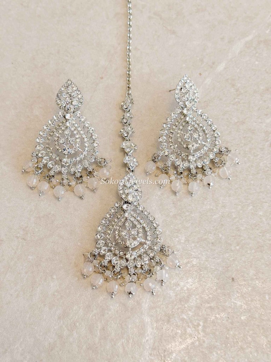 Shetal Silver Earring & Tikka sets - SOKORA JEWELSShetal Silver Earring & Tikka sets